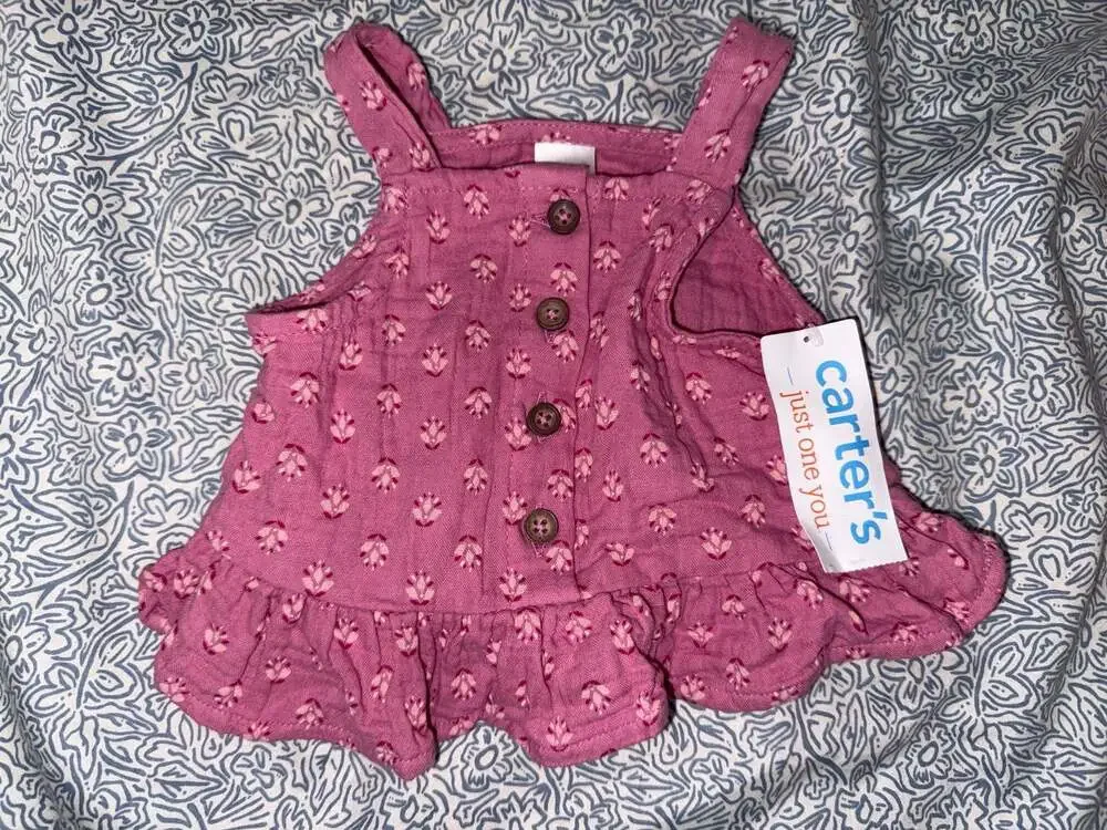 Carter's Just One You Pink Floral Ruffle Tank Top 6M